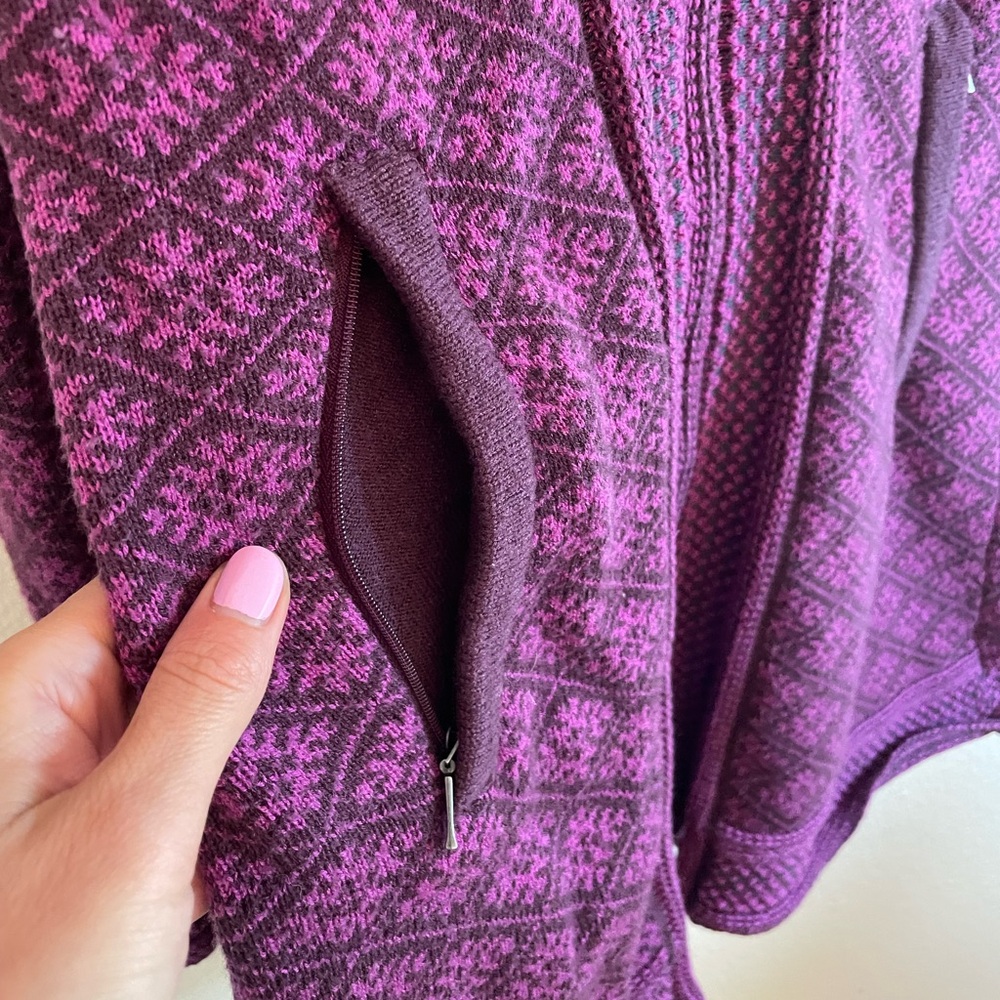 Athleta Spooner Summit Fair Isle Wool Zip Up Hooded Jacket Sweater Womens Size S - Picture 6 of 10